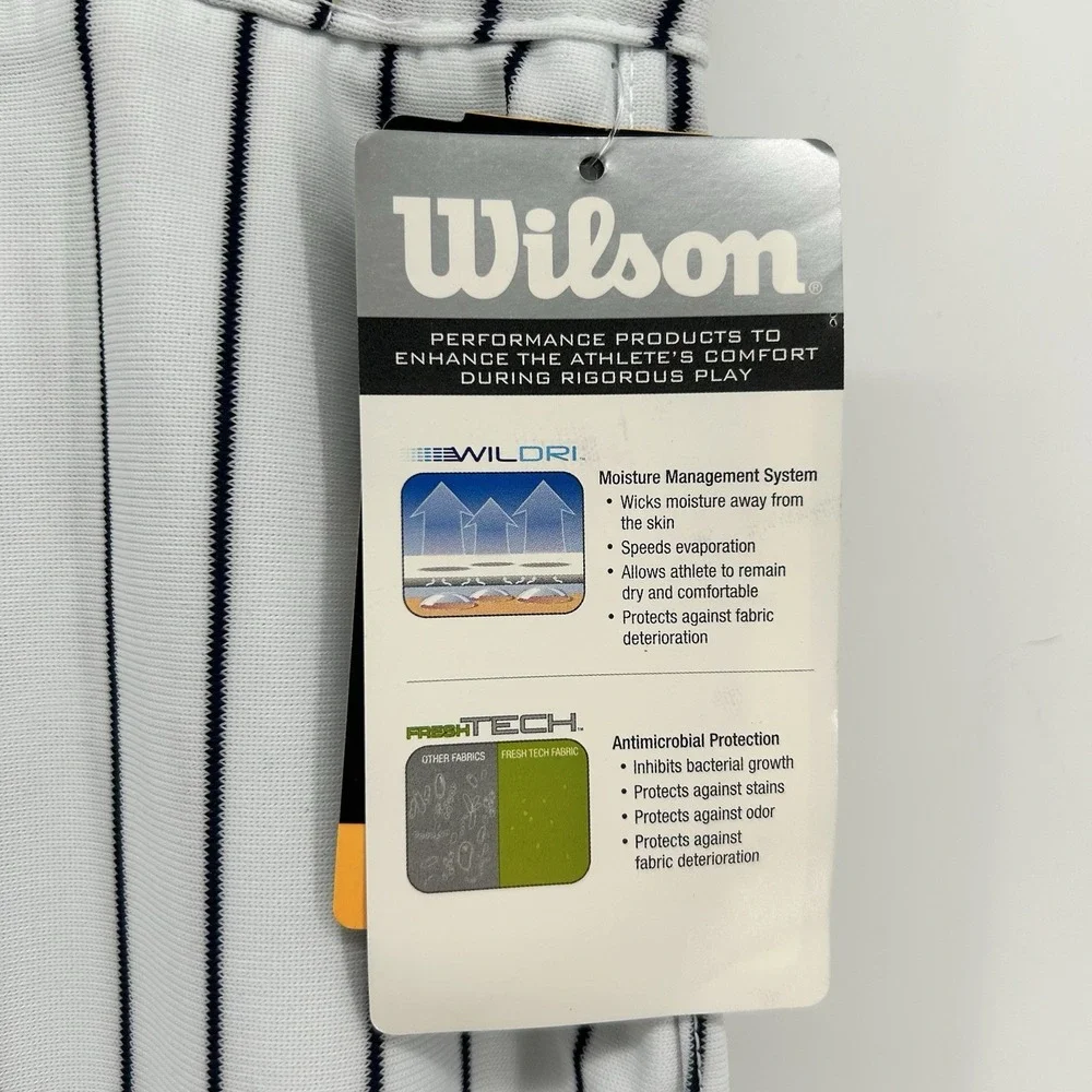 Wilson Mens Large Pinstripe Baseball Softball Pants White Black NWT WTA4398